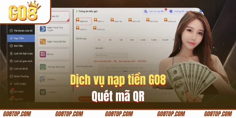 Tạo lệnh nạp tiền mã QR GO8 cực đơn giản