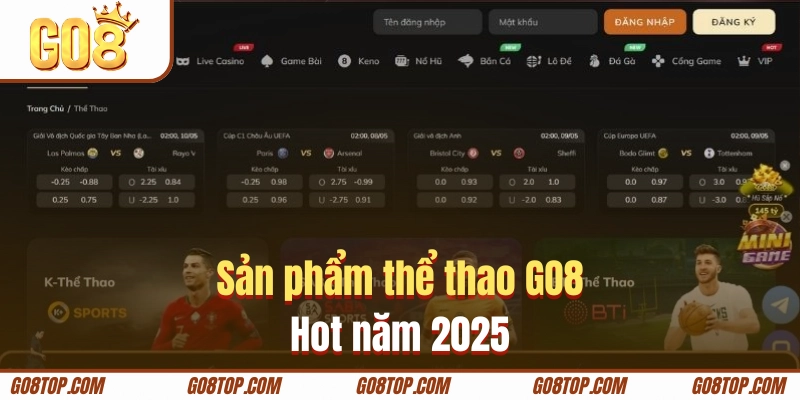 GO8 cung cấp đa dạng sản phẩm giải trí cá cược thể thao